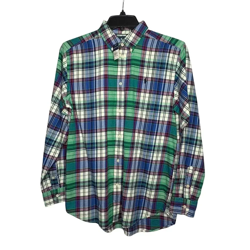 Ralph Lauren Young Men's Youth Long Sleeve Flannel Cotton Button Up Shirt XL New